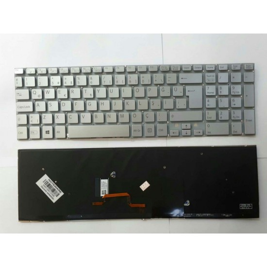 SONY SVF15 SVF152 SVF1521A6E SVF152A29W LEDli Laptop Klavyesi Gümüş